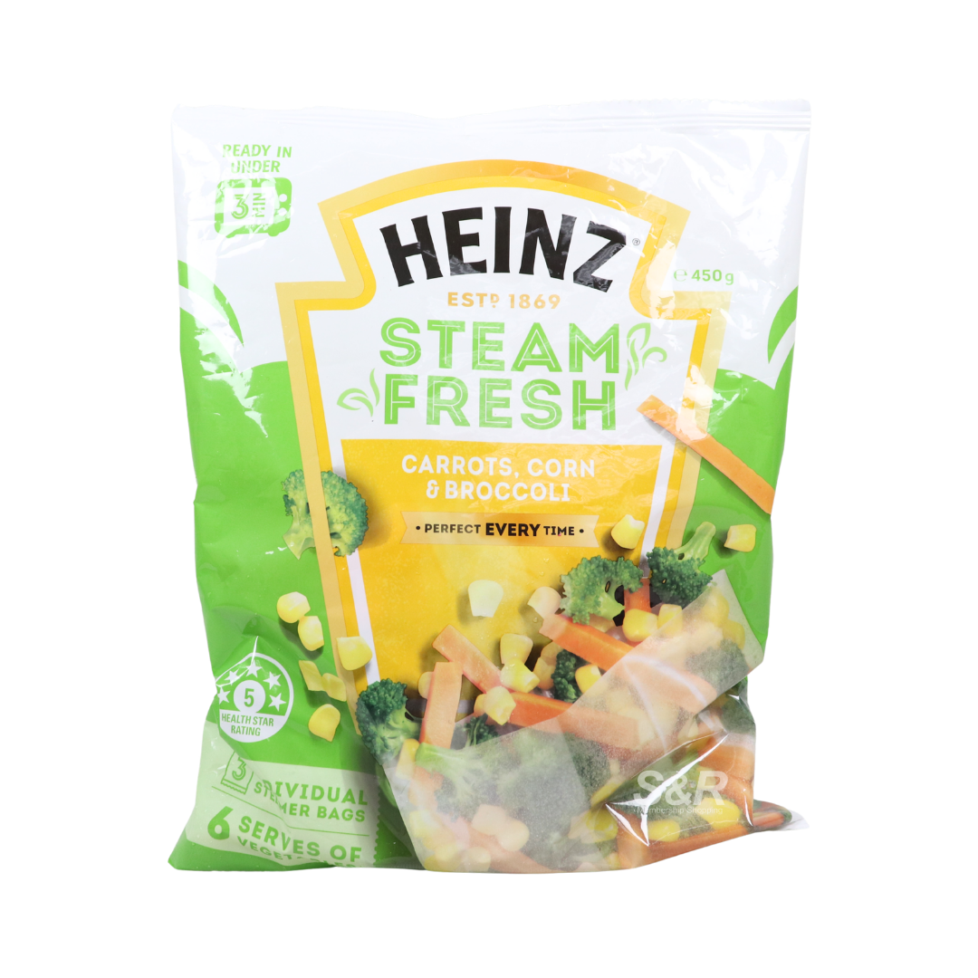 Heinz Steam Fresh Carrots, Corn & Broccoli 450g